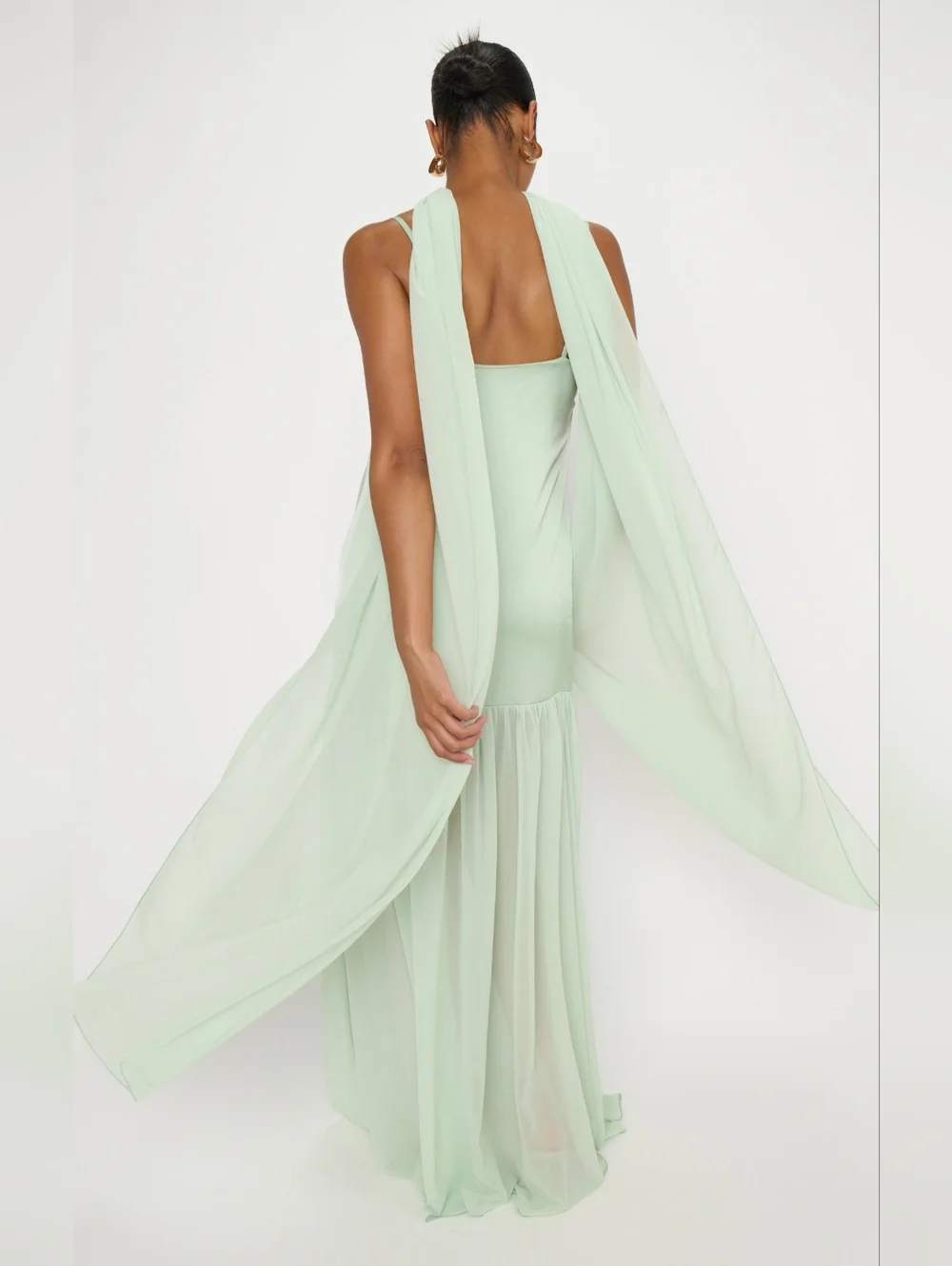 Show Me Your MuMu Dalia Pistachio Luxe Satin Maxi Dress XL Wedding Party Formal - Picture 6 of 10